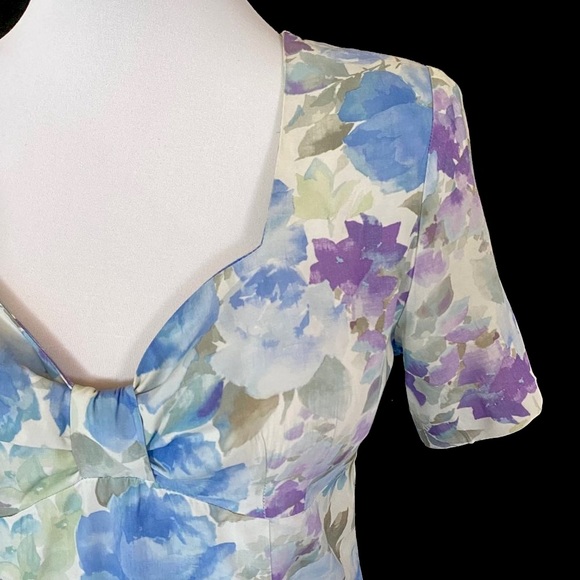 Coquette Like new 1990s Floral fitted flouncy dress Shoulder pads Vintage floral - Picture 3 of 11